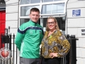 Pictured at the EmployAbility Limerick Office for the launch of the upcoming Green Ribbon campaign and 'Time to talk' day on Tuesday May 7th are Kevin Downes, Limerick Senior hurler, and Ursula Mackenzie, EmployAbility Limerick. Picture: Conor Owens/ilovelimerick.