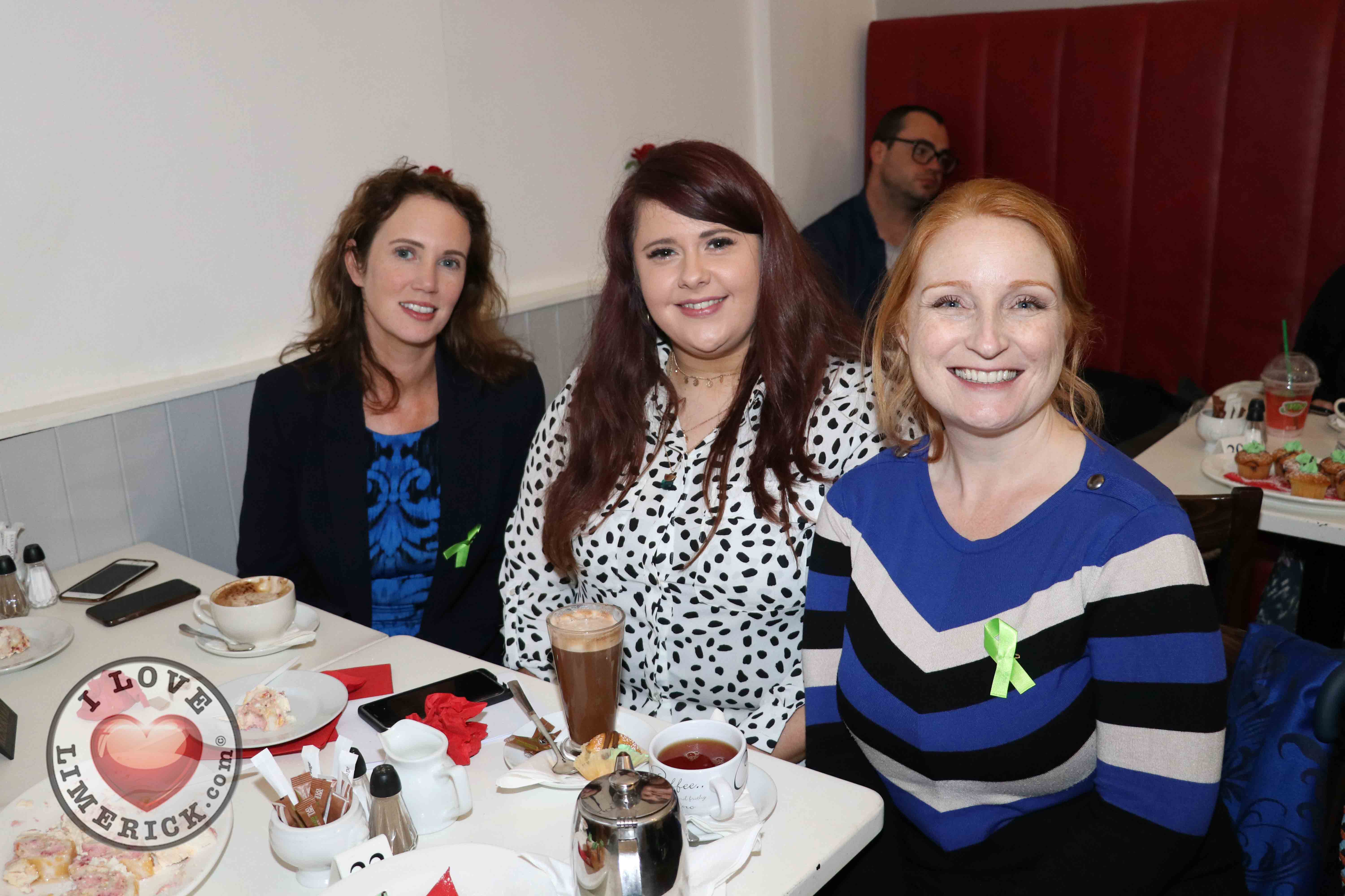Pictured at the Ruby Sundays cafe for the EmployAbility Limerick's 'Time to Talk' day are Mary McNamee, Limerick Chamber, Caoimhe Moloney, Limerick Chamber, and Sinead Clinton, Metis Ireland. Picture: Conor Owens/ilovelimerick.