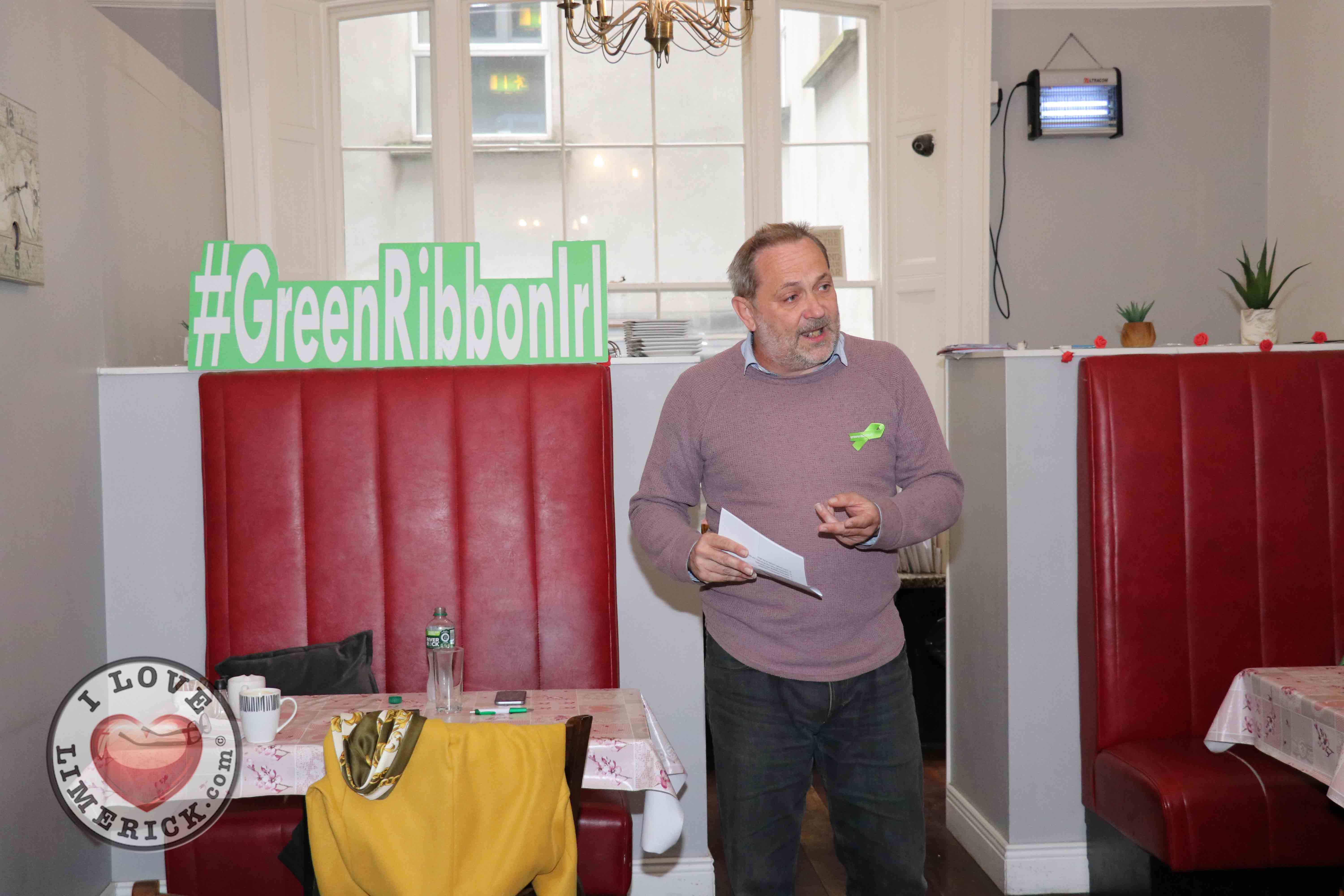 Speaking at the Ruby Sundays cafe for the EmployAbility Limerick's 'Time to Talk' day is life coach Patrick Merice. Picture: Conor Owens/ilovelimerick.